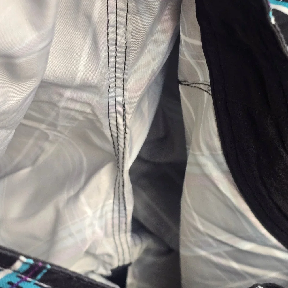 Quiksilver‎ Boys Plaid Board Shorts Black Teal Purple Swim Trunks Size 10 NEW